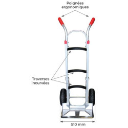 Diable aluminium dossier incurvé 250 kg - ST250S