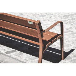 Banc double Citizen - Pieds en fonte et lattes en bois tropical