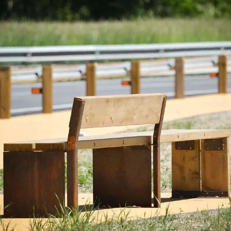 Banc double Benito Gavarres UM311RD en Corten et bois
