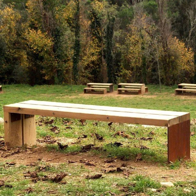 Banquette Benito Gavarres UM311 en Corten et bois