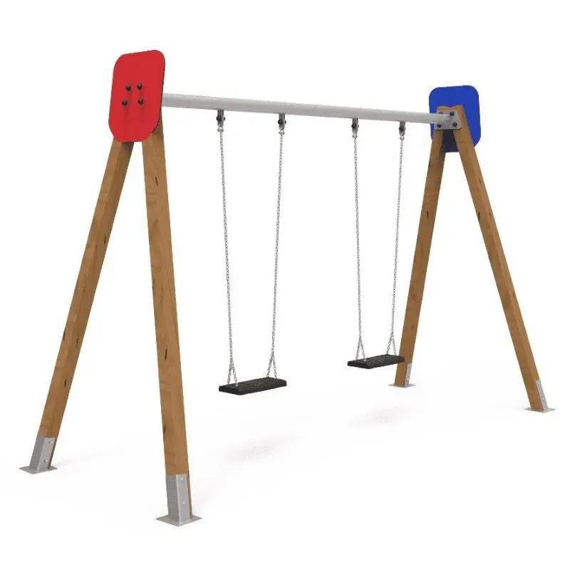 Balançoire bois et métal - Benito Madera 2 assises classiques