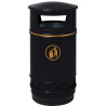 Poubelle de ville cylindrique 90 litres sur poteau avec pictogramme