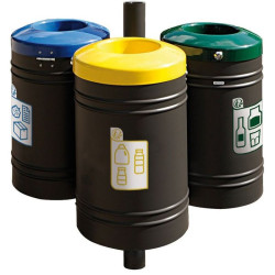 Poubelle de ville 40 litres fixée sur poteau couleur au choix