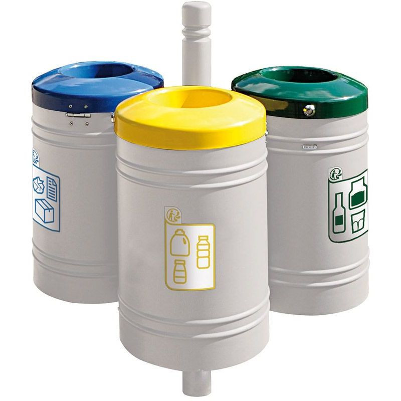 Poubelle de ville 40 litres fixée sur poteau couleur au choix