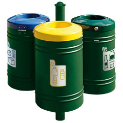 Poubelle de ville 40 litres fixée sur poteau couleur au choix