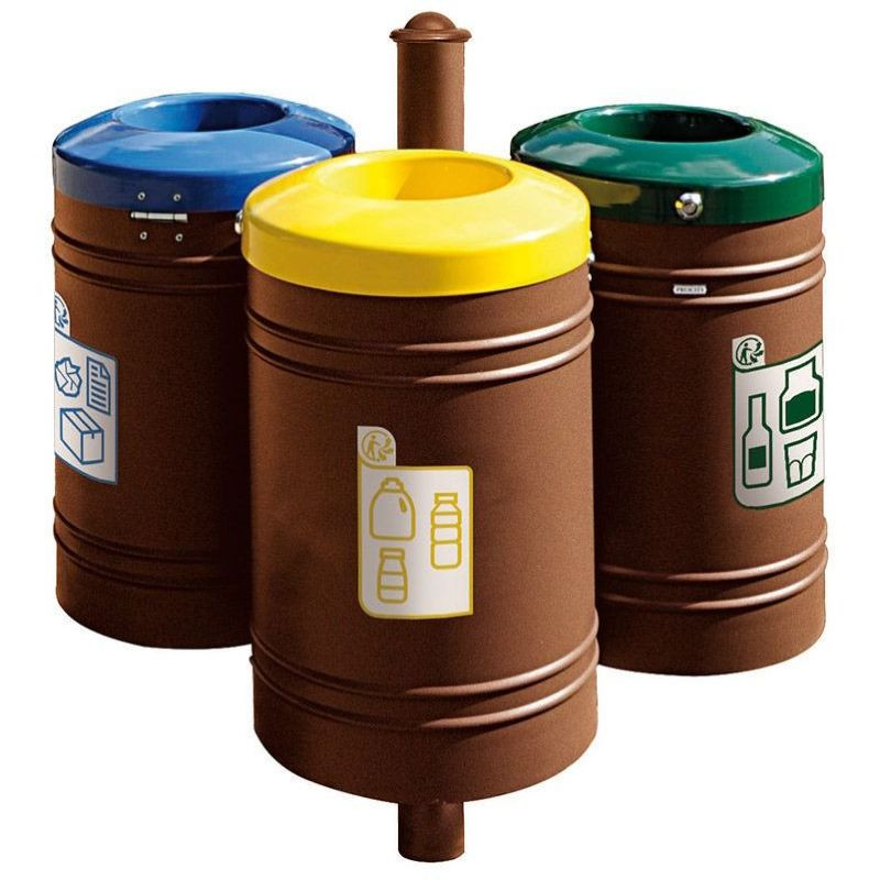 Poubelle de ville 40 litres fixée sur poteau couleur au choix