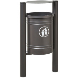 Poubelle extérieure en métal avec sceau inclinable de 40L