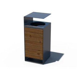 Corbeille de tri Selekt 80 litres en bois et galva peint