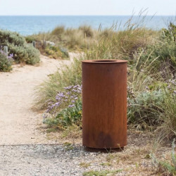 Poubelle Olea ronde en acier corten