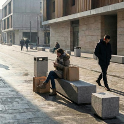 Poubelle Kube en béton de tri sélectif