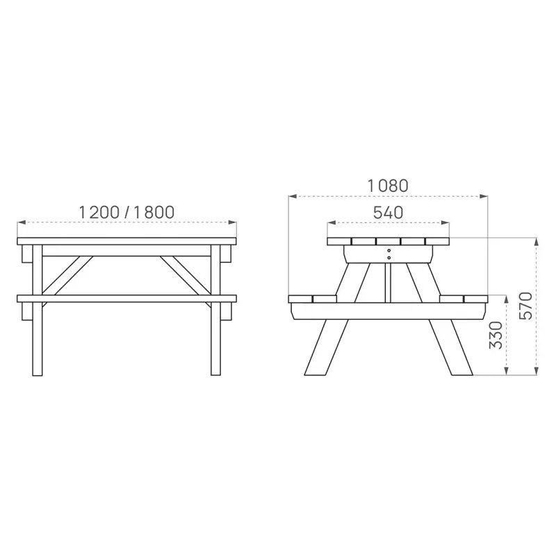 Table banc junior en bois de pin Turin - Loisirs Aménagements