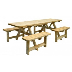 Table pique nique en pin épaisseur 40 mm pour 8 personnes