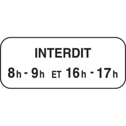 Panonceau de stationnement interdit avec horaires