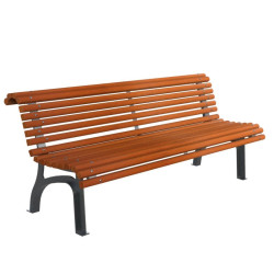 Banc Fabregas Plaza Real Guinea en bois exotique et pieds en fonte