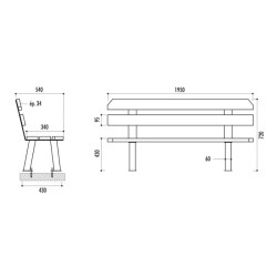 Banc de jardin public Seattle - Lames en pin ou bois exotique
