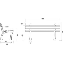 Banc en bois et pieds en fonte Düsseldorf