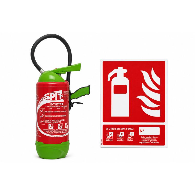 Pack extincteur eau 6L sans fluor classe ABF + panneau extincteur ABF