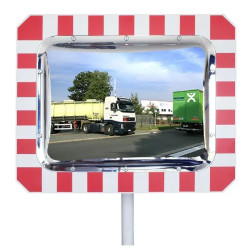 Miroir entrepôt et logistique 90° rouge et blanc - Prémium