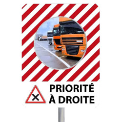 Miroir avec message de sécurité et de prévention