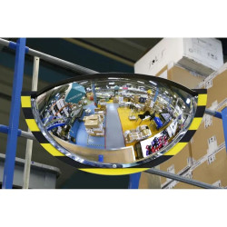 Demi miroir entrepôt et logistique 180° noir et jaune - Prémium
