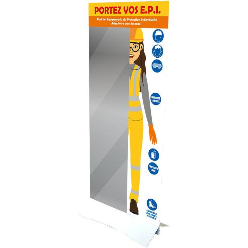 Miroir de vérification du port des EPI spécial Travaux Publics