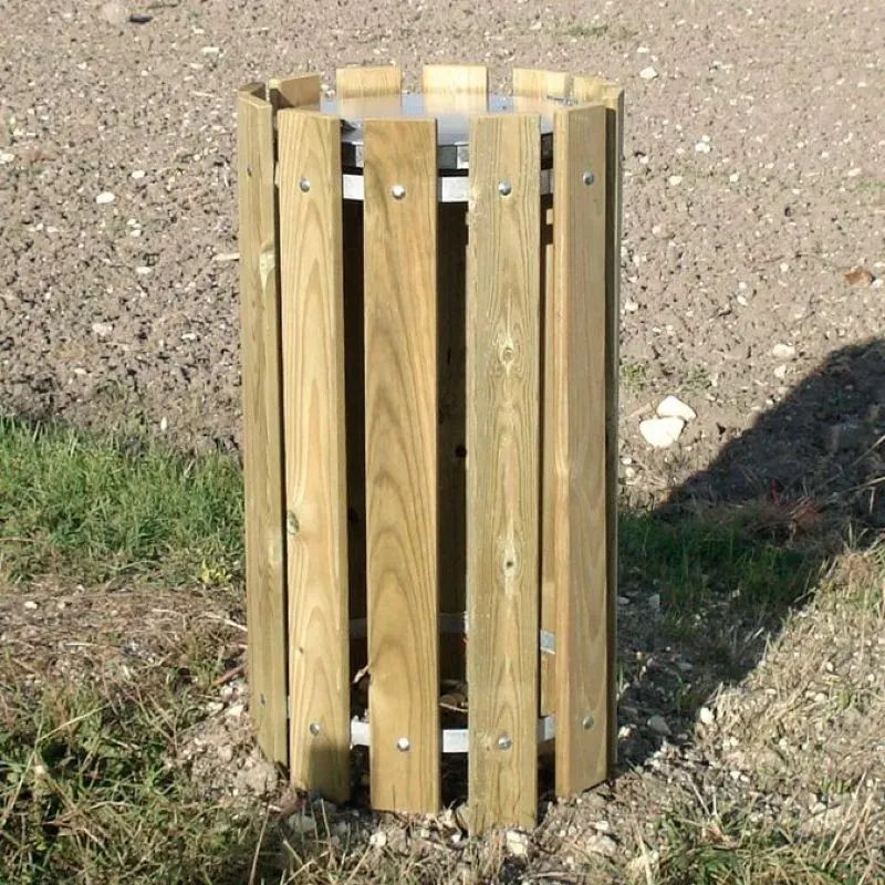 Poubelle de ville Forestière en bois de pin