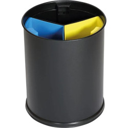 Corbeille de tri sélectif 2 ou 3 compartiments pour bureau pro