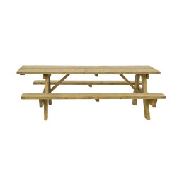 Table pique nique avec angles arrondies en pin épaisseur 45 mm