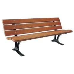 Banc Barcelone en bois exotique et pieds en fonte