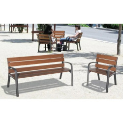 Banc Fabregas Modo L.180 cm 6 lames en bois et pieds en fonte