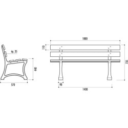 Banc extérieur en bois exotique Madrid