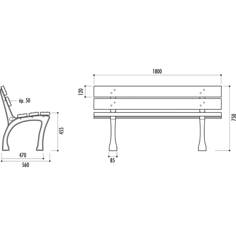 Banc urbain en plastique recyclé Glasgow