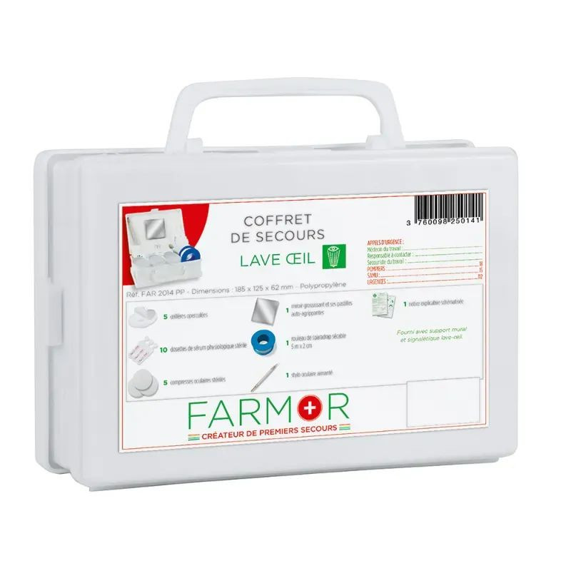 Coffret de secours lave oeil avec ou sans stylo oculaire