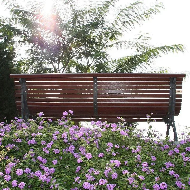 Banc Barcino Benito UM3031 en métal et lattes en bois exotique
