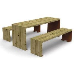 Table pique nique en Corten et bois - Gavarres