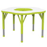 Table fleur Juk en mélaminé blanc et vert pomme
