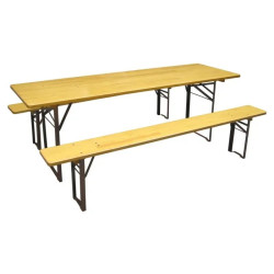 Table pliante &amp; 2 bancs pliants bois - Salle des fêtes &amp; Réfectoire