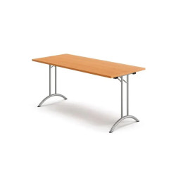 Table rectangulaire pliante et empilable avec pieds incurvés