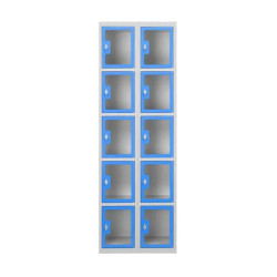 Casier vestiaire porte transparente LUXE - 5 casiers par colonne