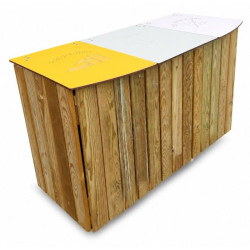 Poubelle tri sélectif 2 ou 3 flux en bois - Poitevine