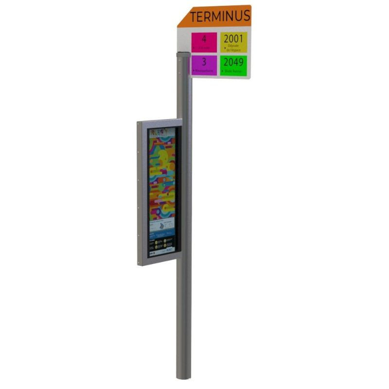 Poteau station de bus avec diode lumineuse