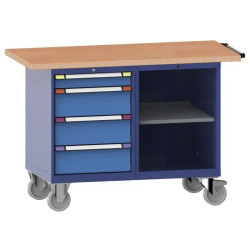 Etabli mobile hauteur fixe 94 cm - 4 tiroirs + 2 tablettes amovibles