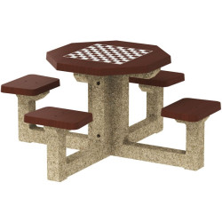 Table de jeux échecs et dames béton Piony