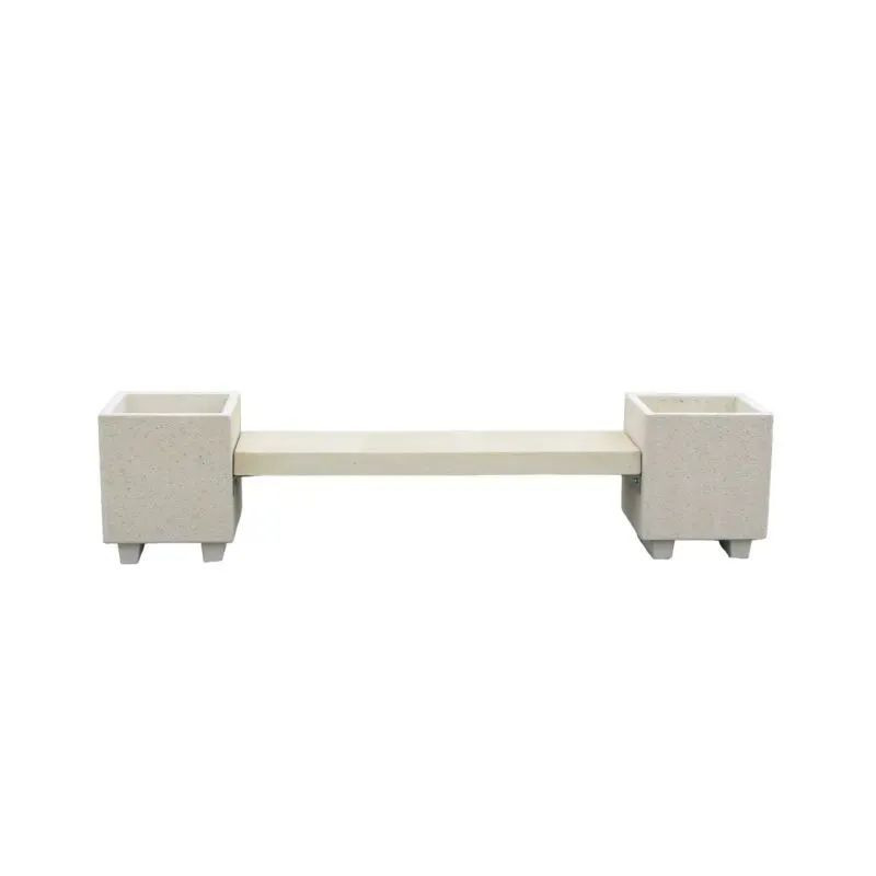 Banc béton avec jardinières - Acajou