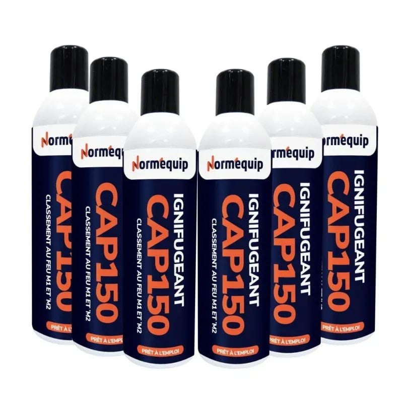 Pack 6 bombes aérosols 300 ml ignifuges tissu synthétique CAP 150