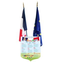 Lot écusson + 1 drapeau français et européen -spécial loi Blanquer