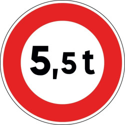 Panneau B13 - Accès interdit aux véhicules dont le poids excède