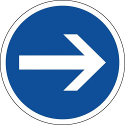Panneau obligation de tourner à droite avant le panneau - B21-1