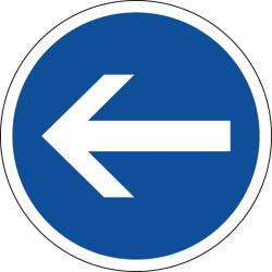Panneau obligation de tourner à gauche avant le panneau - B21-2