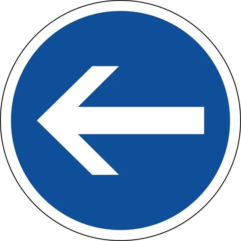 Panneau obligation de tourner à gauche avant le panneau - B21-2